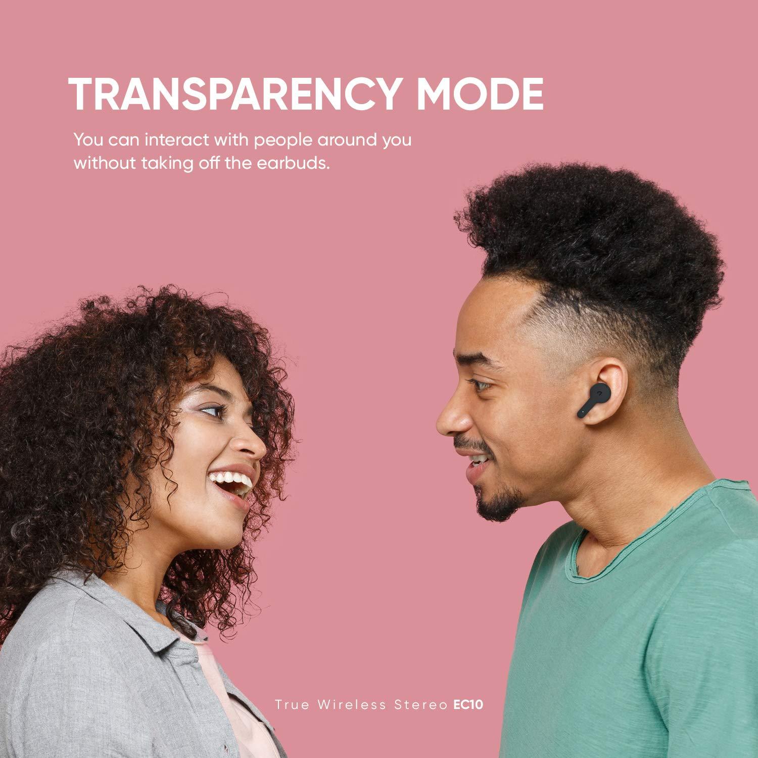 ABKO ABKO Active Noise Cancelling True Wireless Earbuds ANC Bluetooth Headphones in-Ear USB-C Wireless Charging with Microphone Built-in Mic EC10 Black