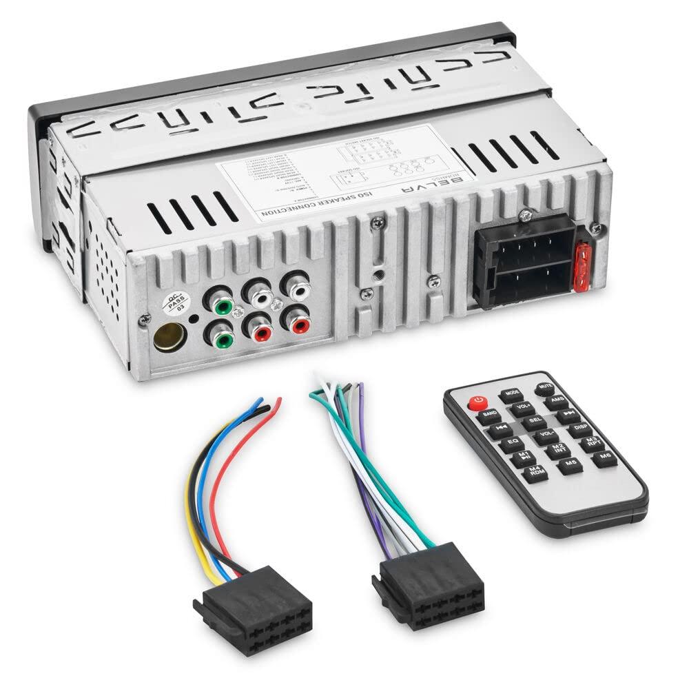 BELVA Belva BDMRS5 Single DIN Bluetooth in-Dash Car Stereo Receiver w/Front Panel SD, USB, AUX Inputs, 3 Sets of 5 Volt Preamp Outputs