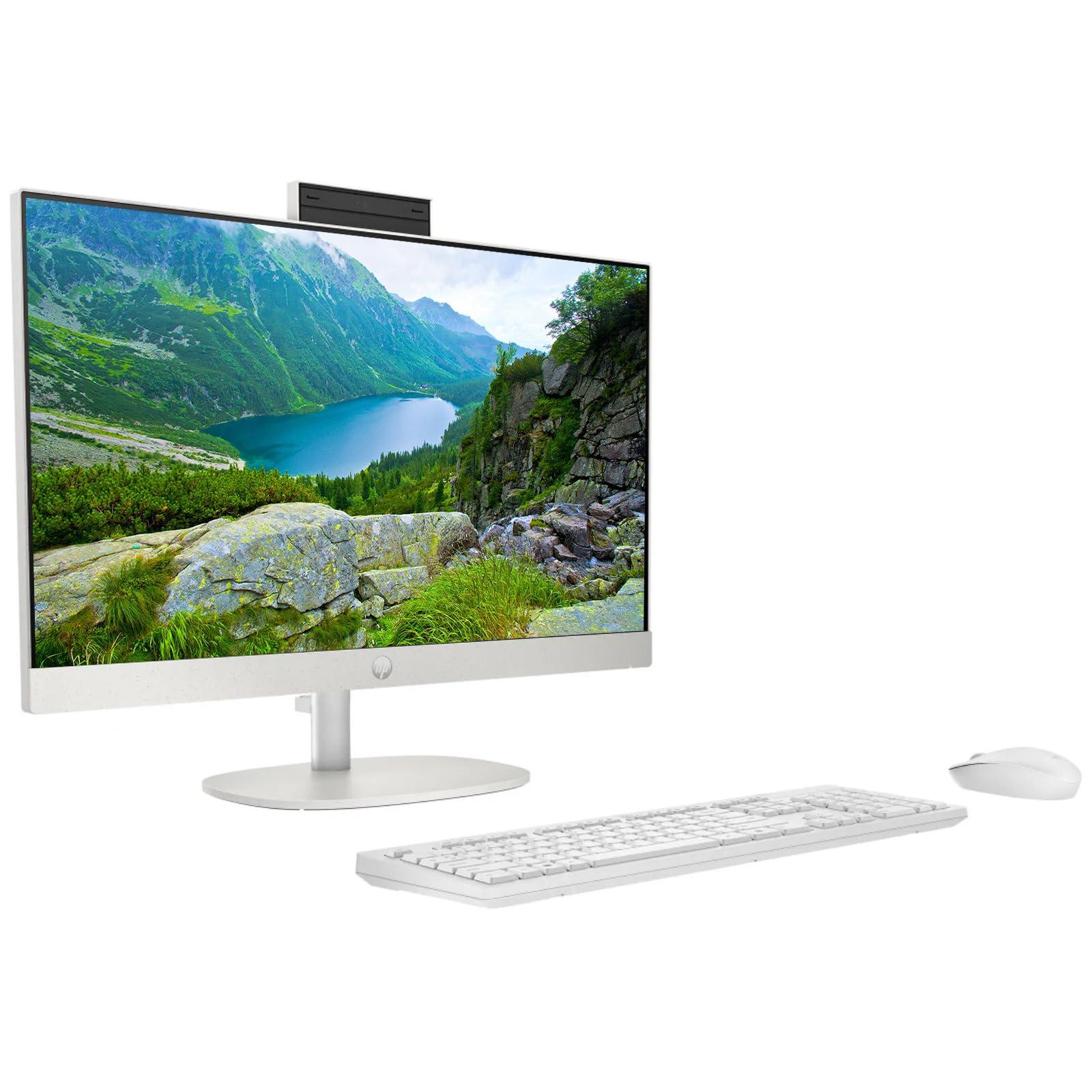HP HP 27\" All-in-One Desktop Computer, FHD IPS Display, 12-core Intel Core Ultra 7-155U Processor, 64GB DDR5, 2TB SSD, Wi-Fi 6, HDMI, Wireless KB&Mouse, Windows 11 Home, + 500G P500 Portable SSD