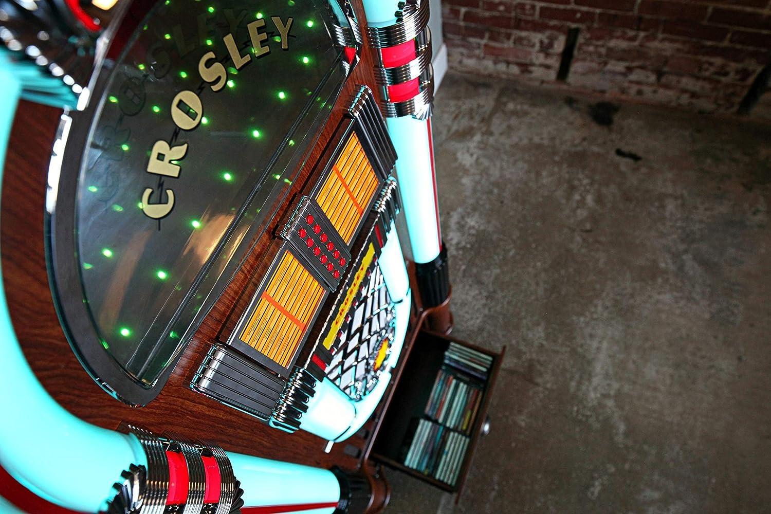 Crosley Crosley CR1215A-WA Jukebox, Includes AM/FM Radio & Bluetooth Receiver & CD Player with ST15-WA Stand Included - Walnut