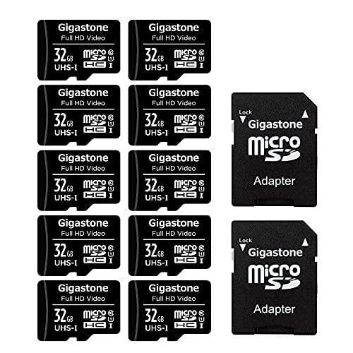 Gigastone GIGASTONE 32GB 10-Pack Micro SD Card, Full HD Video, Surveillance Security Cam Action Camera Drone, 90MB/s Micro SDHC UHS-I U1 C10 Class 10