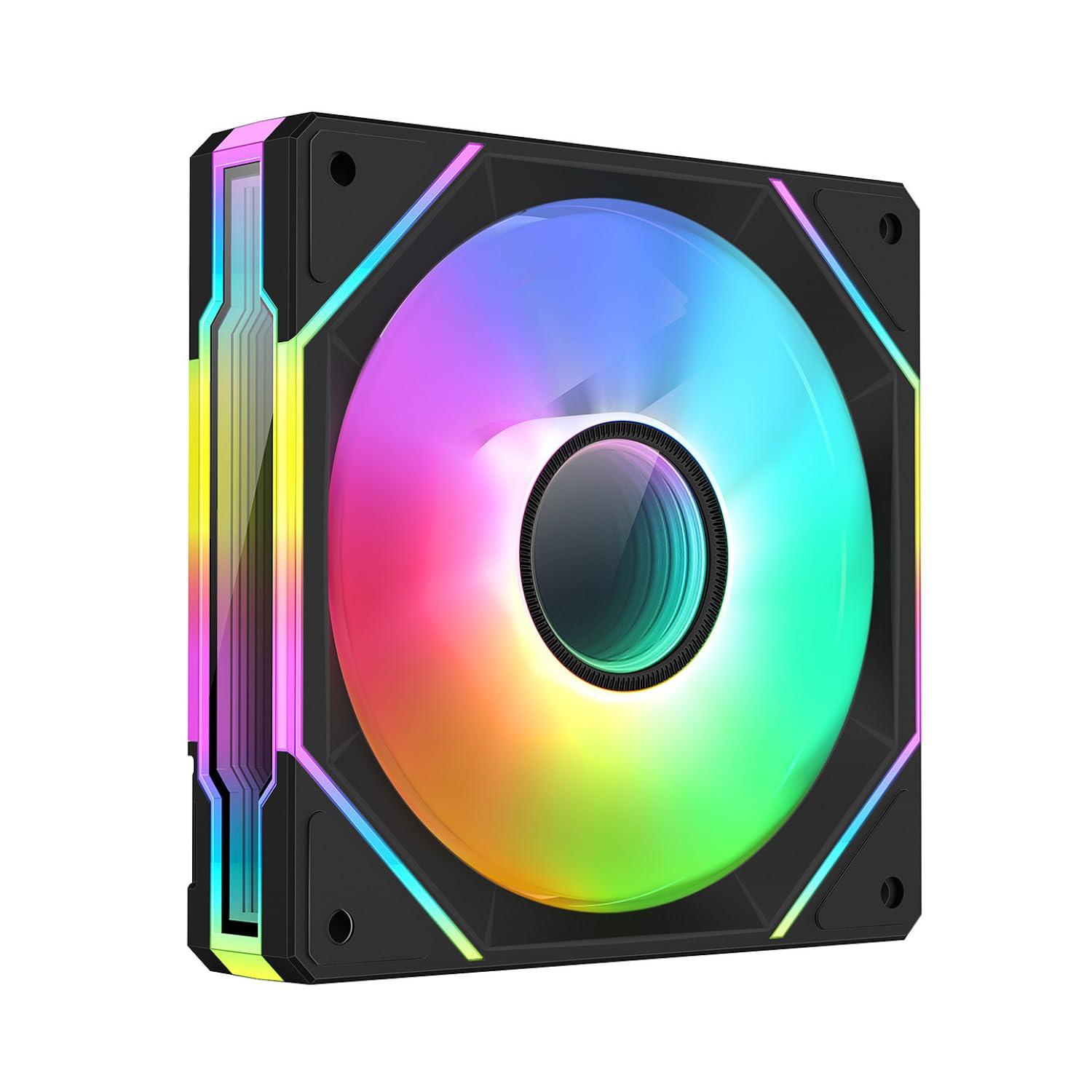 Cooler Power Cooler Power 120mm Black Mirror RGB Fans, Premium PC Fans, High Airflow, Ultra-Quiet Speed Control (PWM), Universal RGB SYNC(Aura, Fusion, Mystic) (Black, 3 Pack)