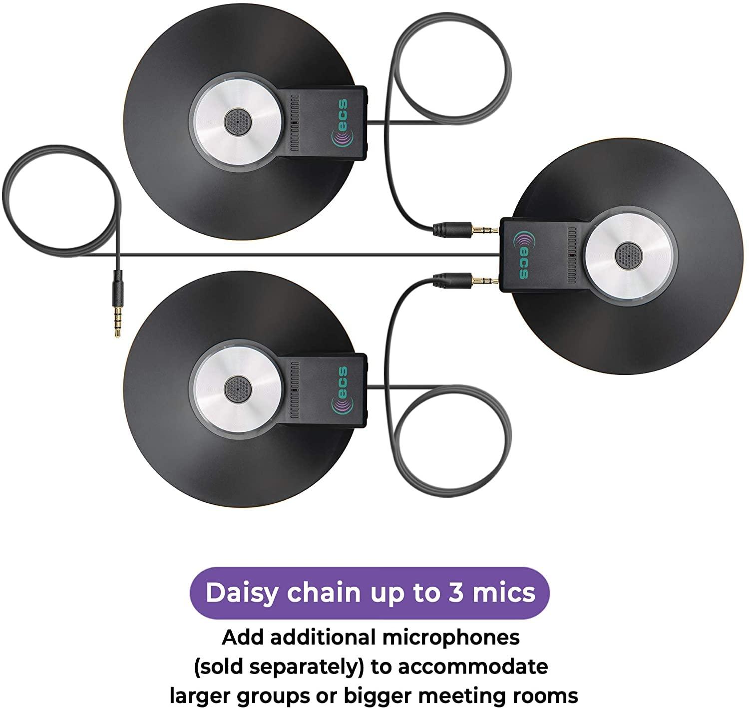 ECS WordForum 3.5mm TRRS 4 Pole 360 Omni-Directional Conference Recording Microphone with Daisy Chain Option for Meetings Using iPhone, Android, Smartphone, Microsoft Surface and Other Tablets