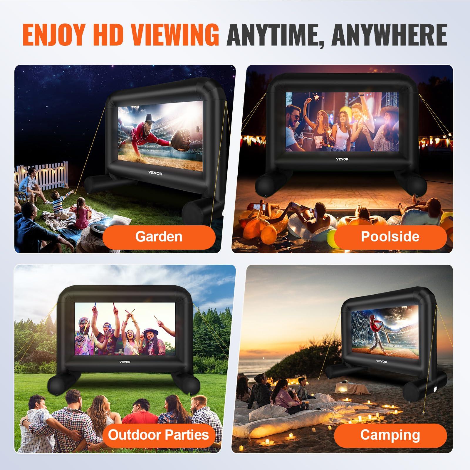 VEVOR VEVOR Inflatable Movie Screen, 14 FT Inflatable Projector Screen for Outside with Blower and Carrying Bag, Front/Rear Projection, Oxford Fabric Blow Up Screen for Outdoor Parties Backyard Movie Night