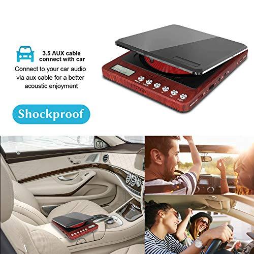 MONODEAL Portable CD Player with Headphones, Monodeal CW605 Compact Design CD Player with LCD Disply, Anti-Skip Personal CD Player for Car, Rechargeable CD Player for Music Audiobook Listening