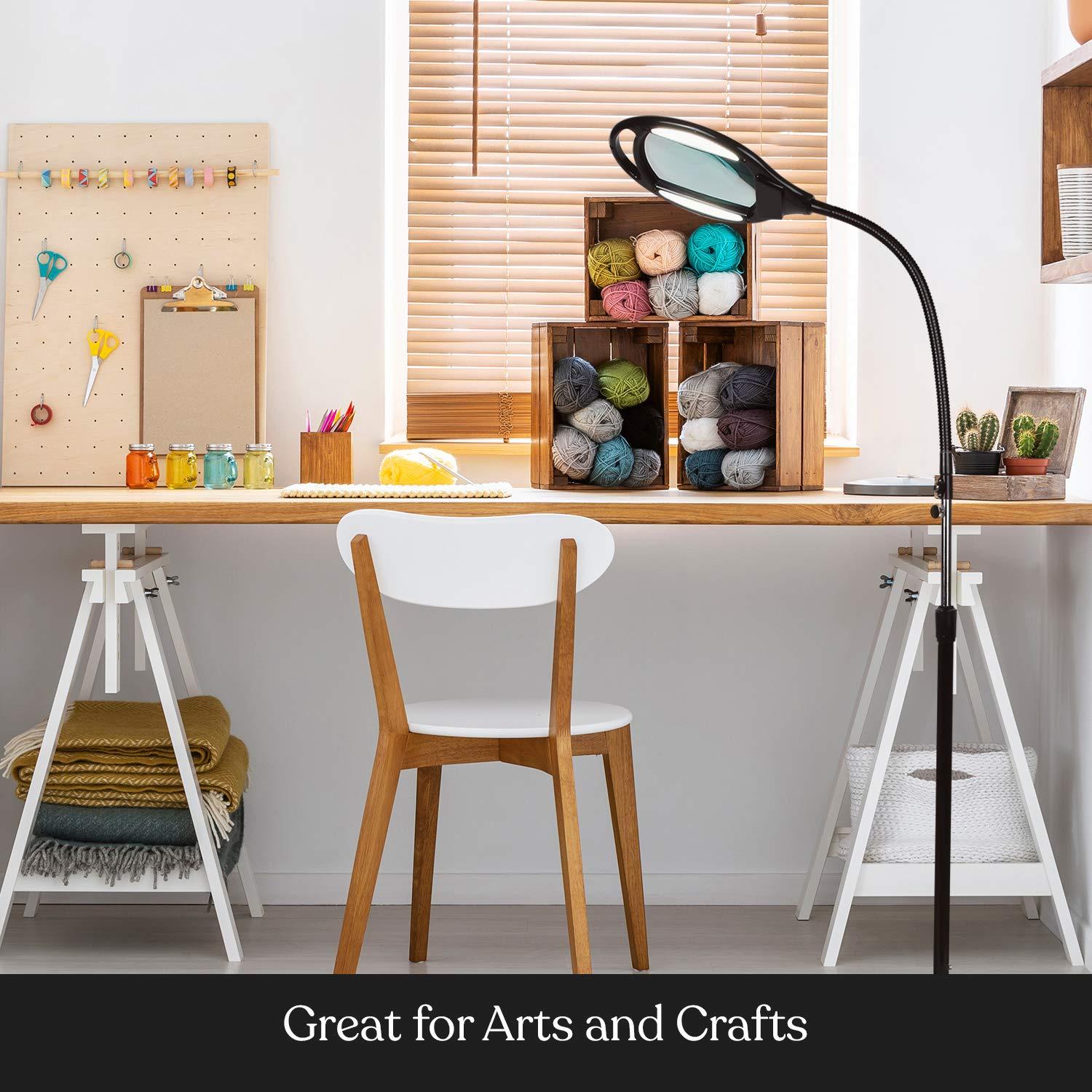 Brightech Brightech LightView Pro Magnifying Floor Lamp - Hands Free Magnifier with Bright LED Light for Reading - Work light With Flexible Gooseneck - Standing Mag Lamp