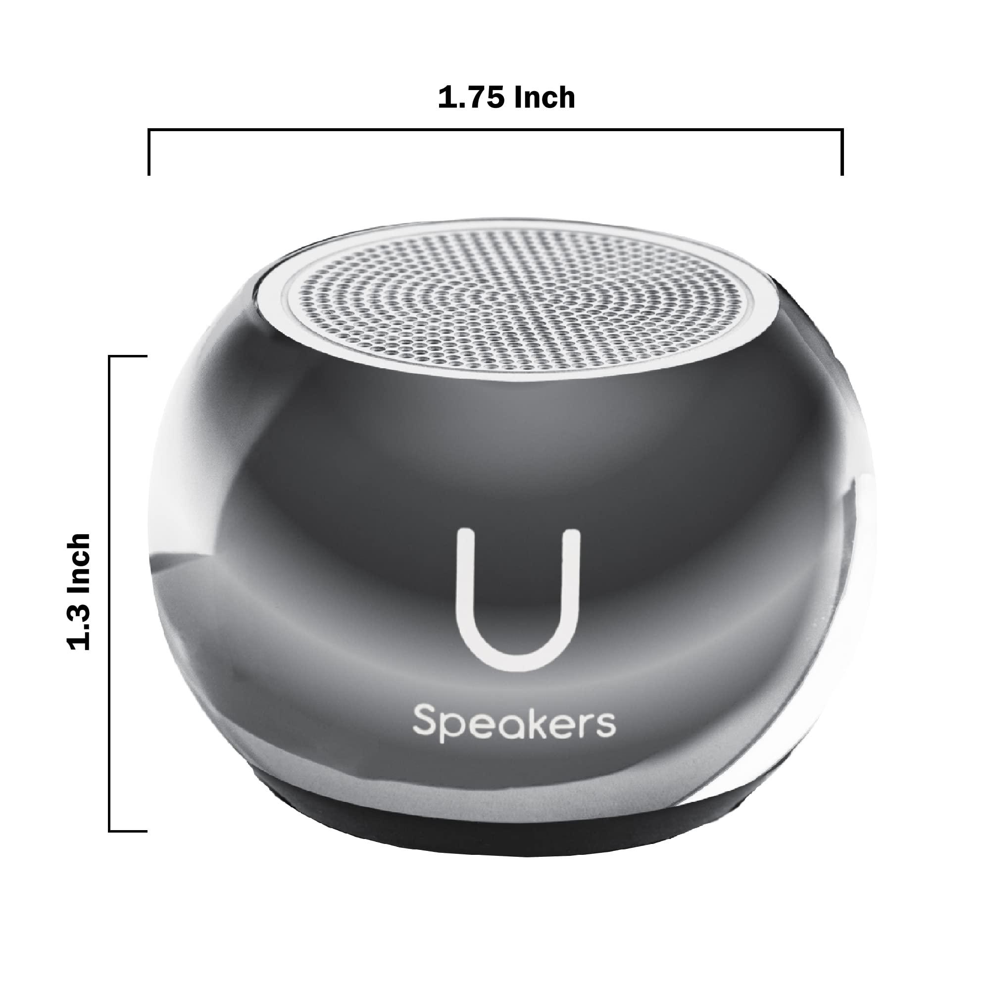 Fashionit Fashionit U Speakers Mini Bluetooth Computer Speaker 2-Pack Bundle with Matching Speaker, Built-in Mic & Selfie Remote Control, for Workspace, Desktop, Laptop, Mobile, Tablet, PC - Mirror Hematite