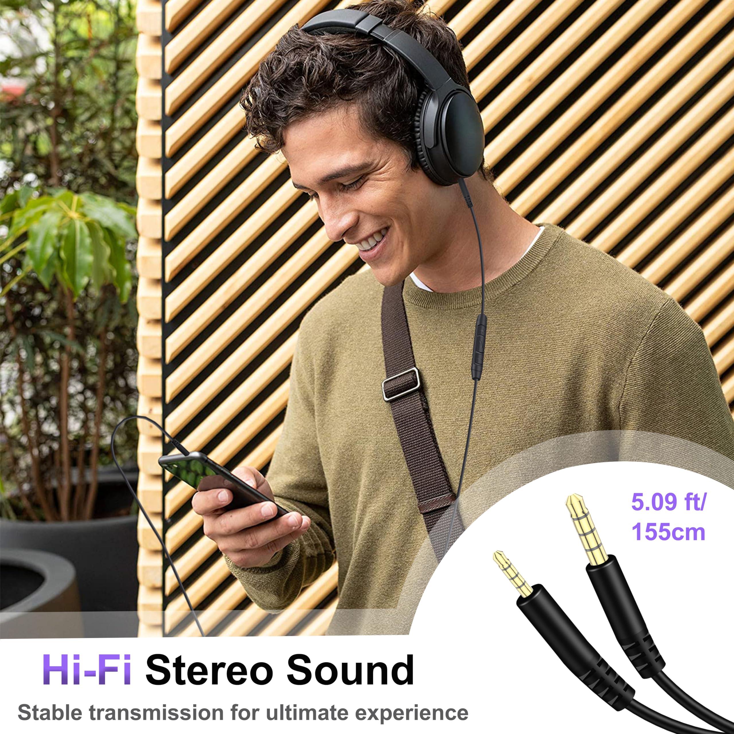 Callez Replacement Audio Cable for Bose Headphones Cord Wire 3.5mm to 2.5mm Compatible with Bose 700 Quietcomfort 25 QC25 35 QC35 QC35II 45 QC45 JBL Tune 710BT 660NC 760NC with in-line Mic & Volume Control