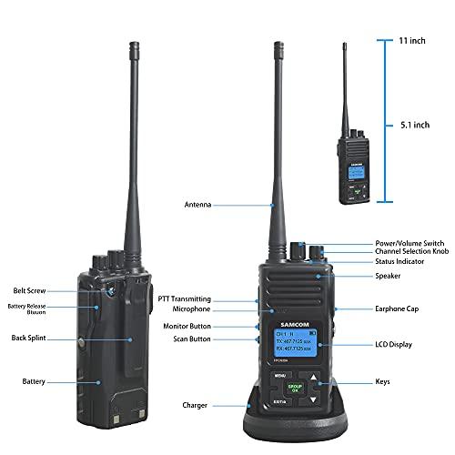SAMCOM SAMCOM 5Watt Walkie Talkie Long Range Two Way Radio Rechargeable with Speaking Mic, SAMCOM 2-Way Radios Heavy Duty Walky Talky with Shoulder Mic for Restaurant Hotel (2 Pcs Radio + Speaker Mic)