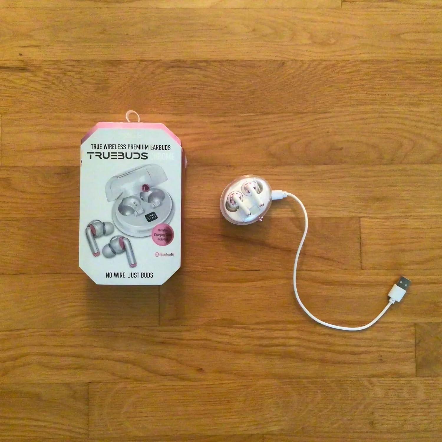 Gabba Goods GabbaGoods TrueBuds Chrome Wireless Earbuds, Bluetooth 5.3, 20Hrs Playtime, LED Power Display Charging Case,Touch Control, Voice Assisstant Compatible, Comfortable Secure Fit, Long Distance Connection