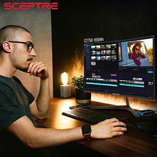 Sceptre Sceptre Curved 27" FHD 1080p Gaming Monitor up to 165Hz DisplayPort 144Hz HDMI Edge-Less AMD FreeSync Premium, Build-in Speakers Machine Black 2021 (C275B-1858RN)