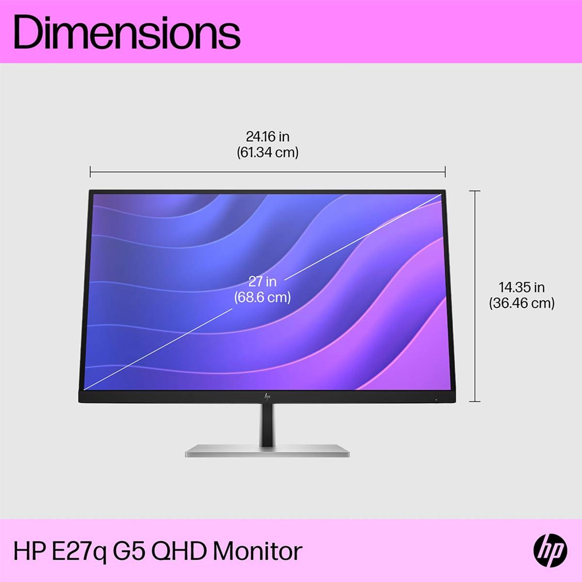 HP HP E27q G5 27" Class WQHD LCD Monitor - 16:9 - Black, Silver
