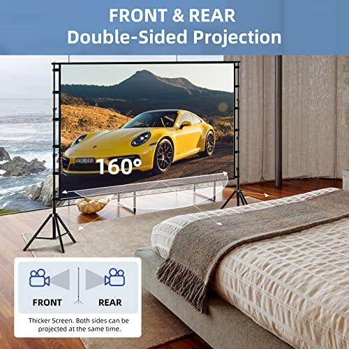 TOWOND Projector Screen and Stand,Towond 120 inch Outdoor Projection Screen, Portable 16:9 4K HD Rear Front Movie Screen with Carry Bag Wrinkle-Free Design for Home Theater Backyard Cinema