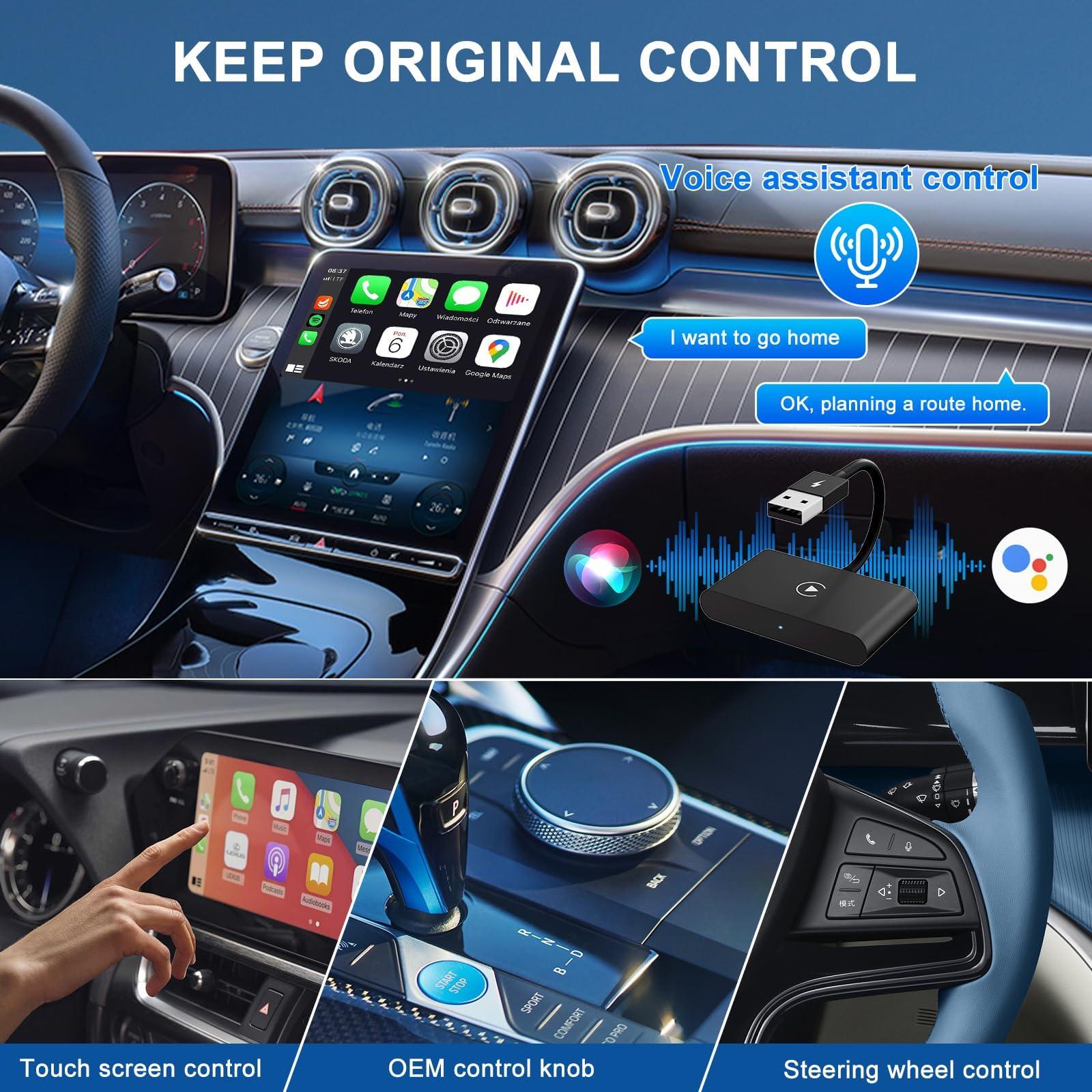 Uniytriox CarPlay Wireless Adapter, Converts Factory Wired CarPlay to Wireless, 2024 Upgrade Wireless Carplay Adapter for Cars from 2015 & iPhone iOS 10+