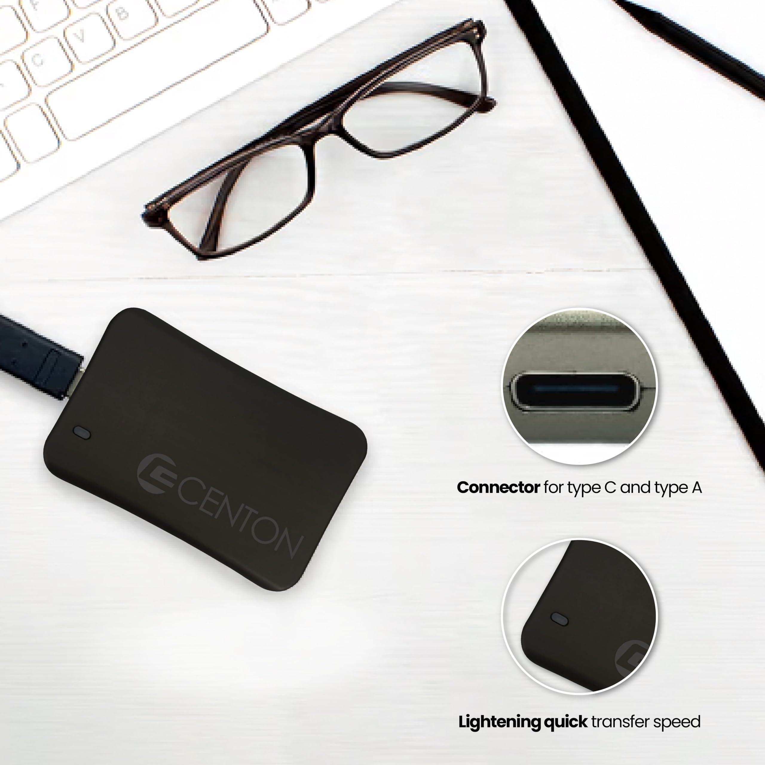 Centon Centon External SSD (Black), USB-C 3.2 Gen 2, 1000GB