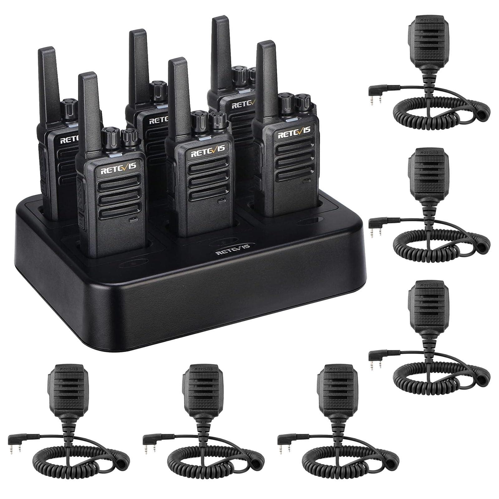 Retevis Retevis RT68 Walkie Talkies Rechargeable (6 Pack) Bundle with IP54 Waterproof Speaker Microphone, Portable Two Way Radios 6 Pack with Six-Way Multi Gang Charger