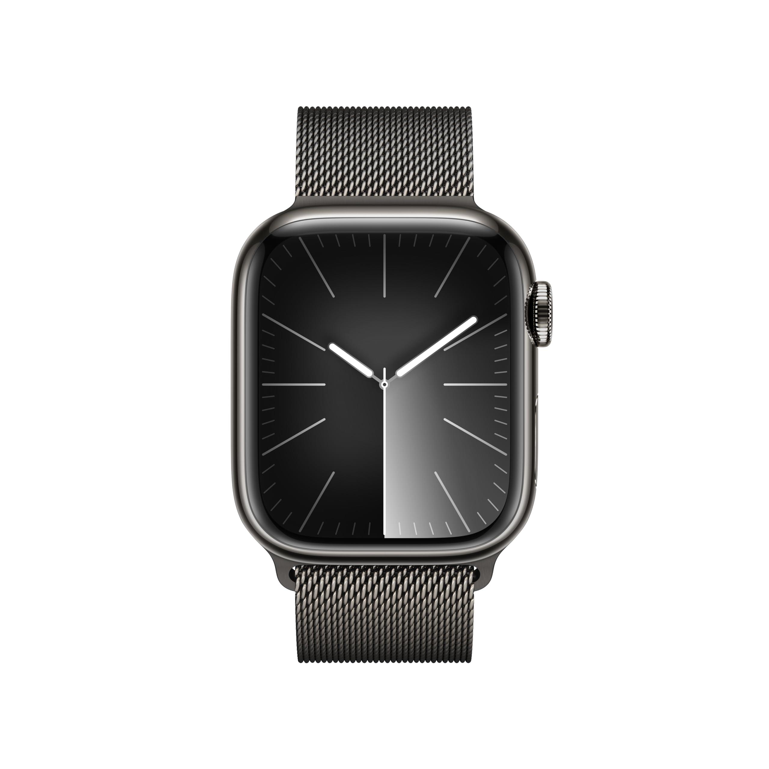 Apple Apple Watch Series 9 [GPS + Cellular 41mm] Smartwatch with Graphite Stainless steel Case with Graphite Milanese Loop. Fitness Tracker, ECG Apps, Always-On Retina Display