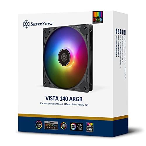 SilverStone Technology SilverStone Technology Vista 140 ARGB Performance Enhanced 140mm PWM Fan with Addressable RGB (ARGB), SST-VS140B-ARGB