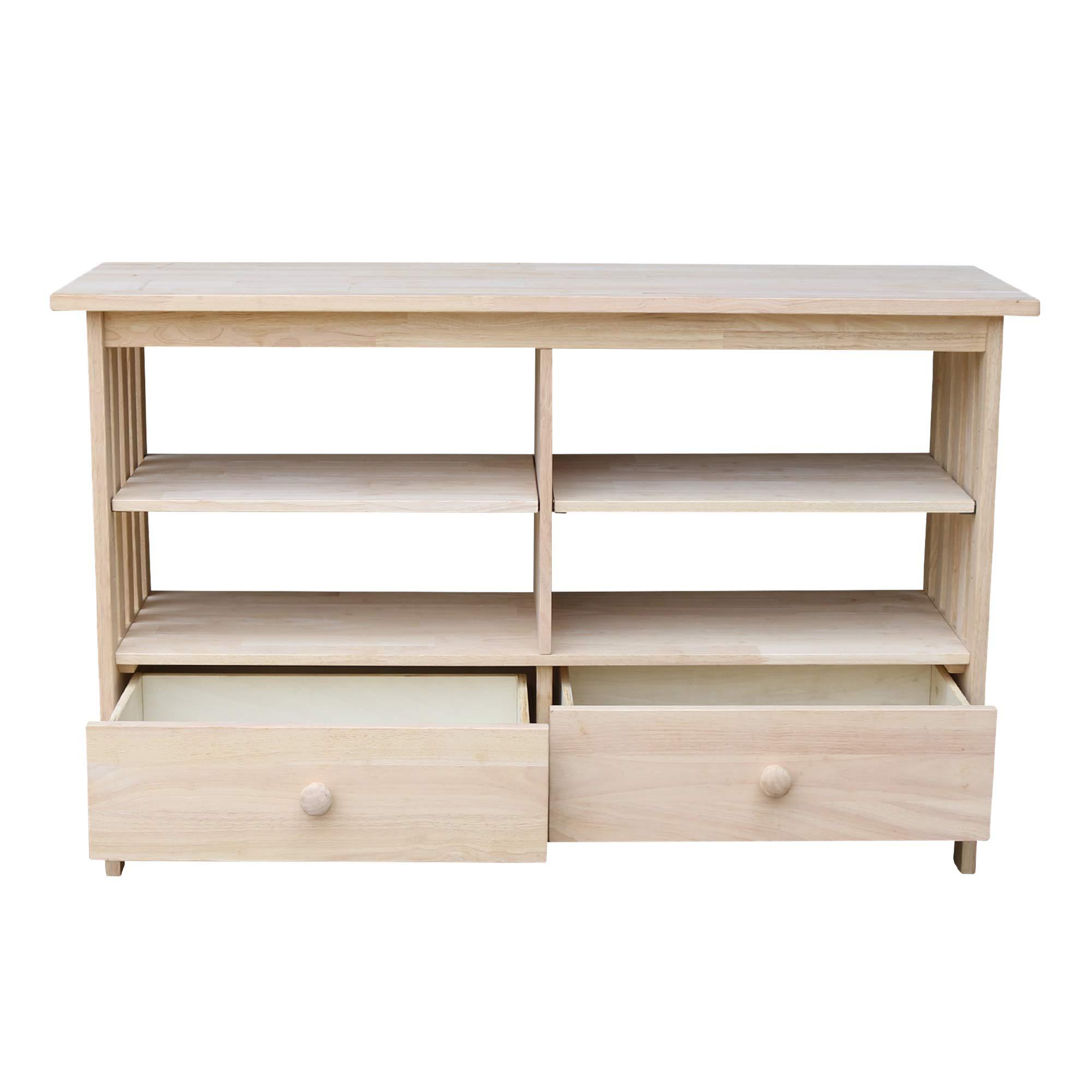 International Concepts IC International Concepts Mission Entertainment/TV Stand Solid Real Wood, Sturdy Parawood, 48 X 16 X 30, Minimum Assembly, DIY, Paint or Stain in Any Color, Unfinished