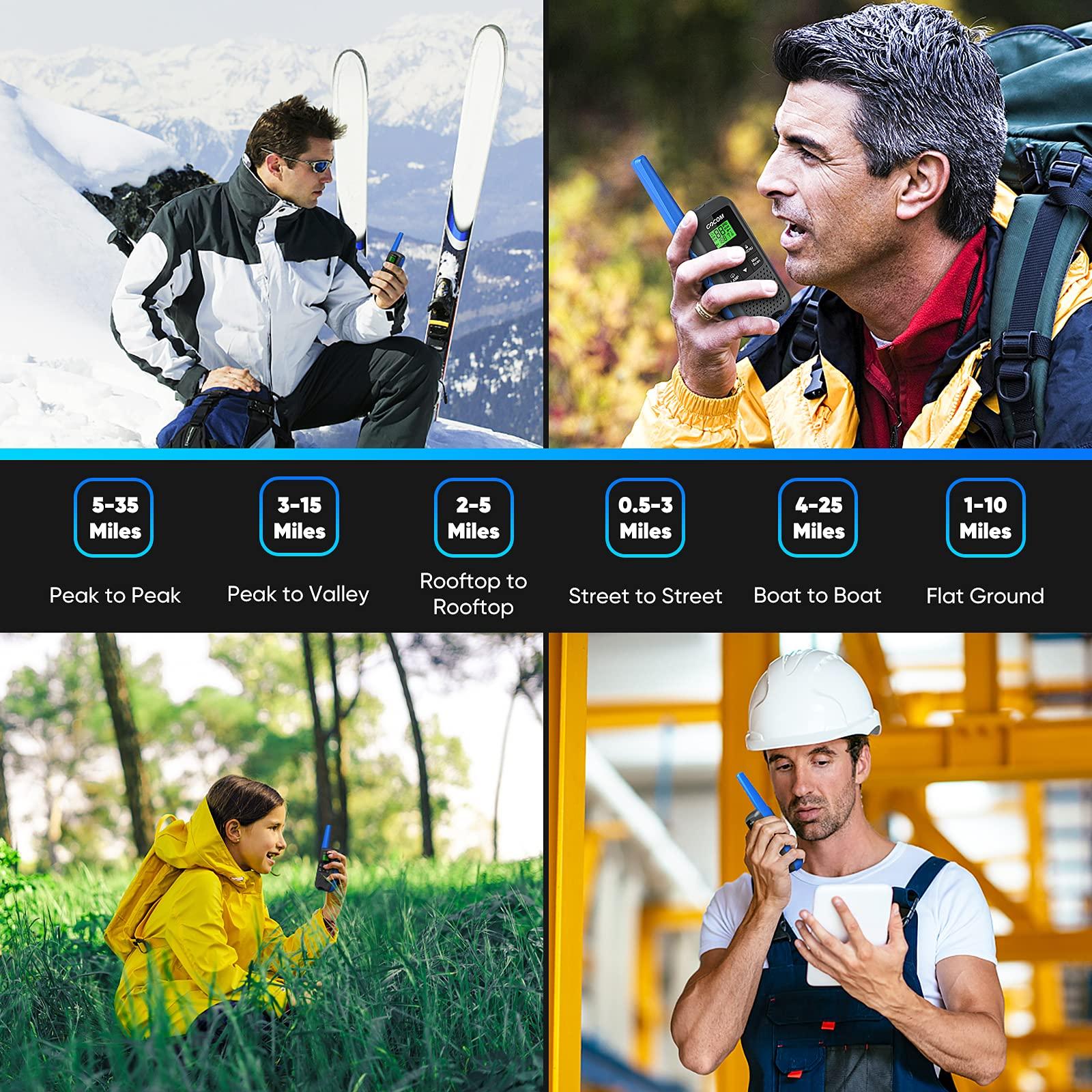 GOCOM Walkie Talkies - GOCOM G600 FRS Two Way Radio for Adults 2W Long Range Walkie Talkie Rechargeable, VOX Scan, NOAA & Weather Alerts, LED Lamplight 2 Pack Hand held radios