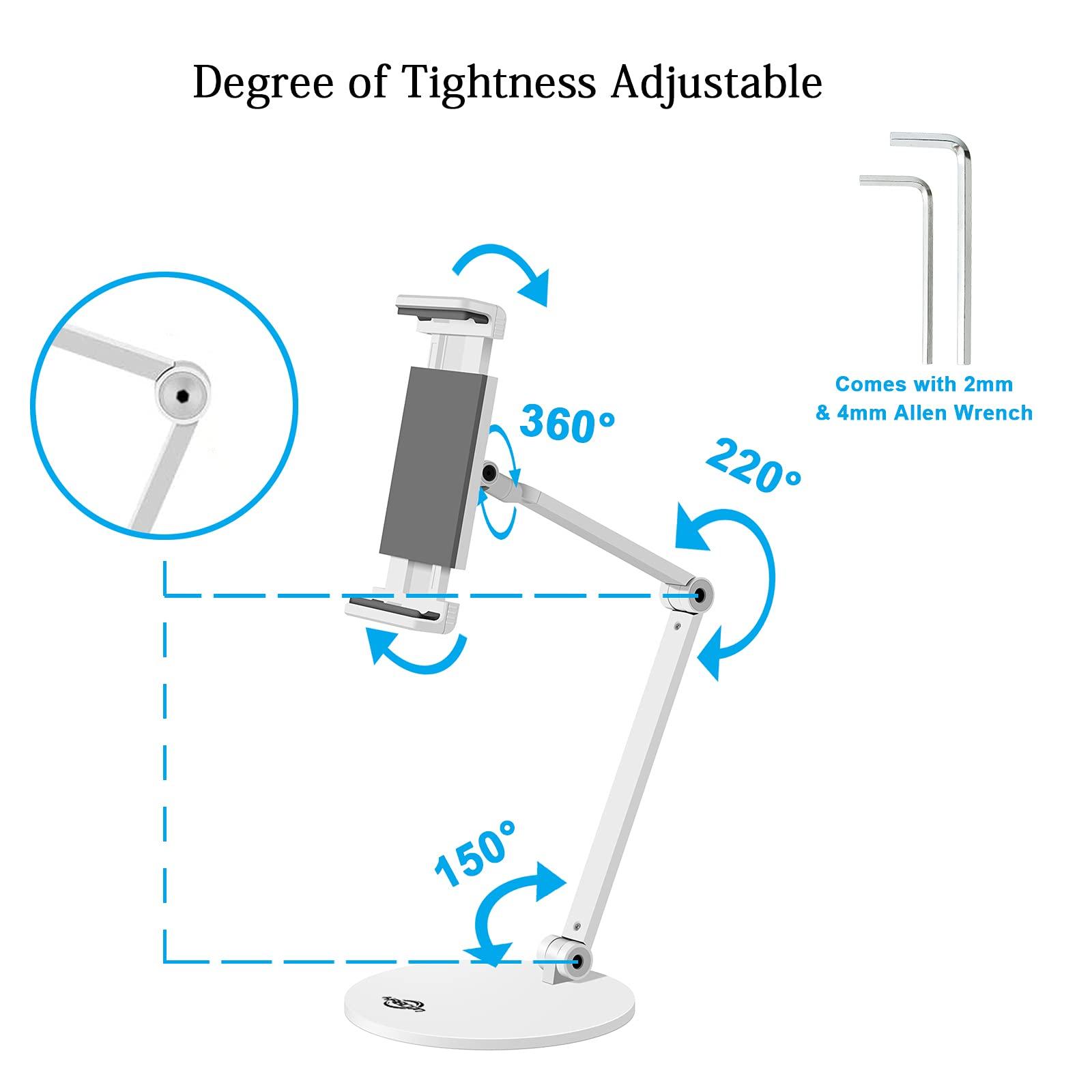 KABCON KABCON Tablet Stand,Tightness Adjustable 360Rotatable Multi-Angle Eye-Level Aluminum Solid Long Arm Tablets Stands for iPad Pro Air,Microsoft Surface Pro 3/4/5/6/7/X,Samsung Galaxy Tabs,Kindle,etc