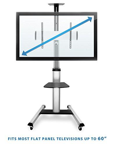 Mount-It! Mount-It! Mobile TV Stand for Flat Screen Televisions, Height Adjustable Rolling TV Cart for 32, 40, 50, 55, 60, 65 and 70 Inch Screens, 110 Pound Capacity