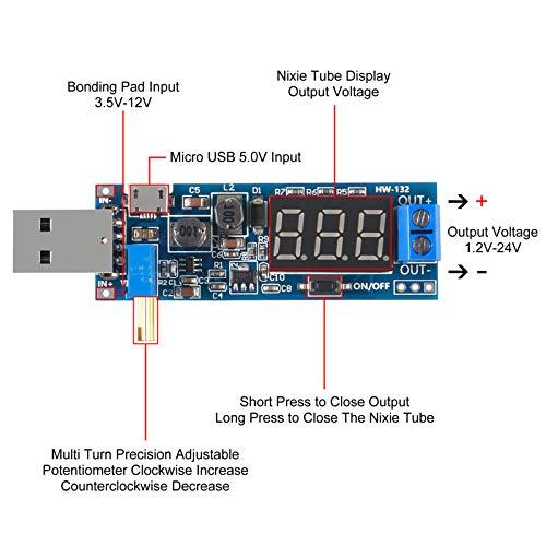 ACEIRMC ACEIRMC 3pcs USB Buck Boost Converter 3.5V-12V to 1.2V-24V DC-DC Step Up Step Down Power Supply Module Voltage Regulator 5V to 3.3V 9V 12V 18V 24V