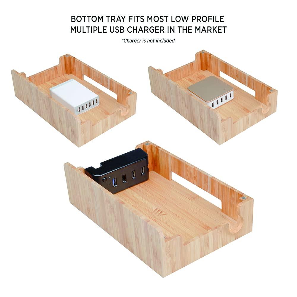 MobileVision MobileVision Bamboo Charging Station & Multi Device Organizer Slim Version for Smartphones, Tablets, and Laptops