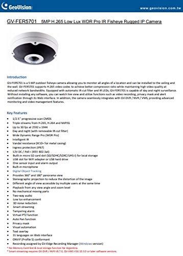 GeoVision GEOVISION GV-FER5701 5MP fisheye IR PoE Built-in Microphone PTZ Network Outdoor Dome Camera RJ45 Connection