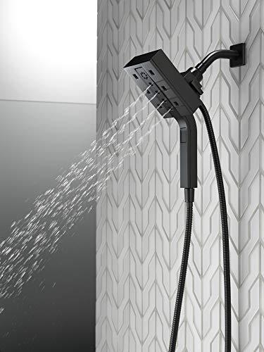DELTA FAUCET Delta Faucet 4-Spray Touch-Clean H2Okinetic In2ition 2-in-1 Dual Hand Held Shower Head with Hose and Magnetic Docking, Matte Black 58473-BL, 1.75 GPM Water Flow
