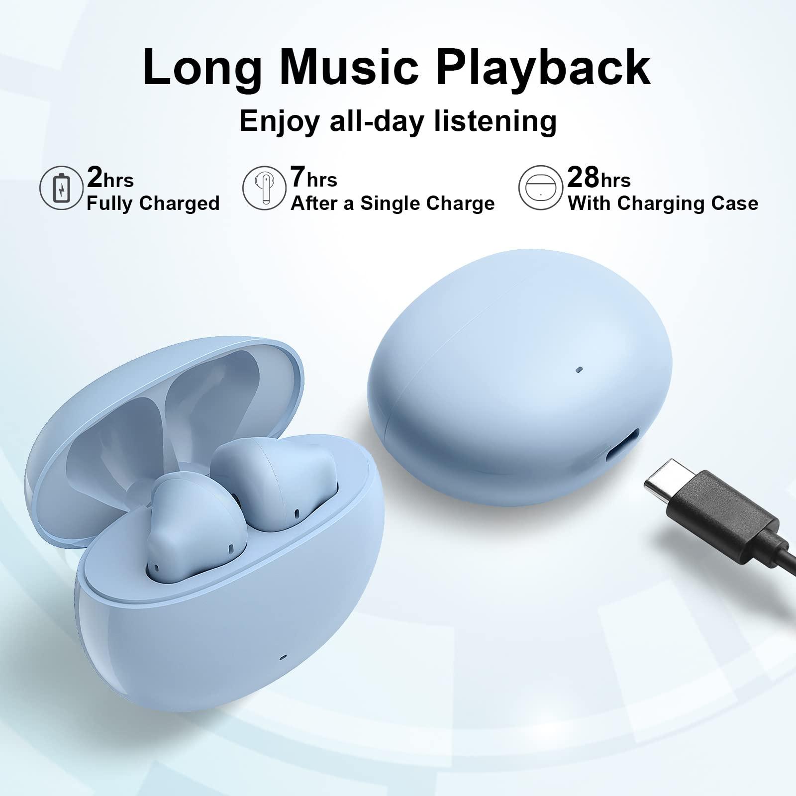Edifier Edifier X2 Wireless Earbuds Bluetooth Headphones with Microphone, Lightweight HiFi Stereo IPX54 Waterproof Cordless Semi in-Ear Earphones with Charging Case 28 Hours Playtime (Blue)