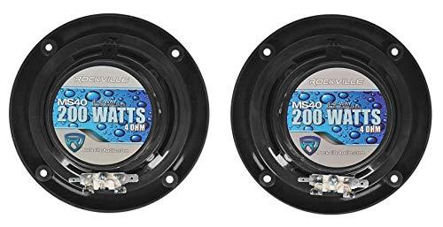 Rockville ROCKVILLE Pair MS40B Black 4" 200 Watt Marine Boat Speakers Compact and Powerful