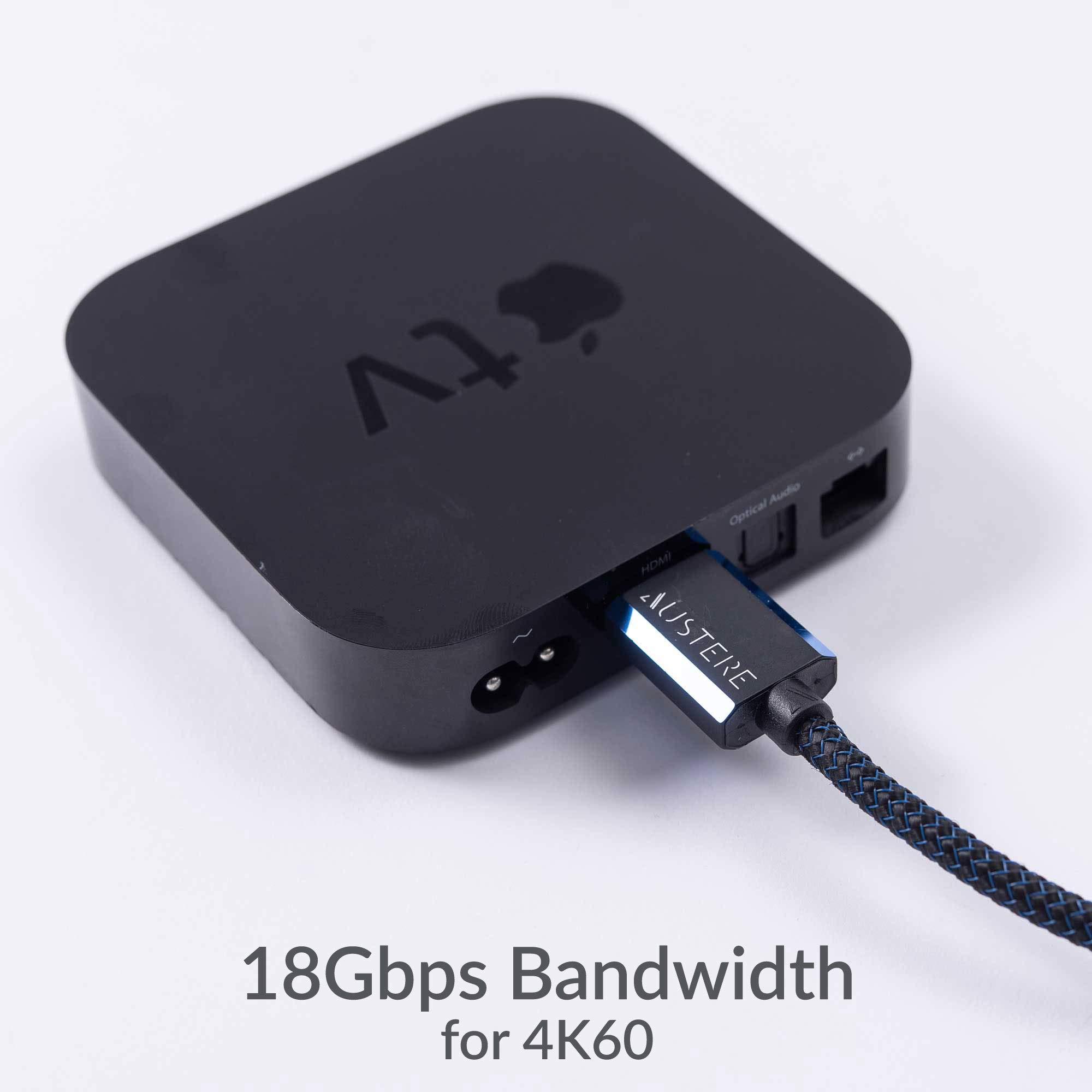 AUSTERE Austere V Series 4K HDMI Cable 1.5m \ 4K HDR, High Fidelity ARC, Pure Gold Contacts, Pure Silver-Plated Conductors, aDesign Precision Connector Housing, LinkFit Locking Connectors & WovenArmor Cable