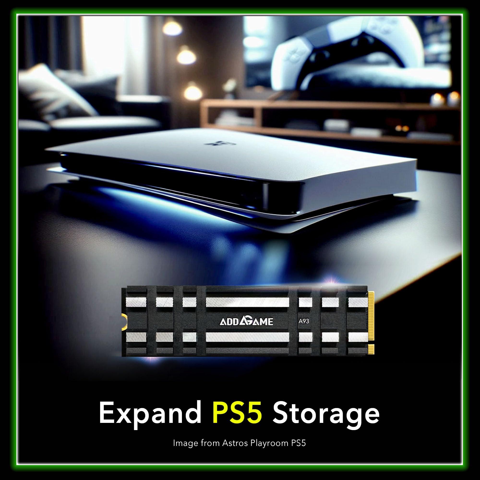 Addlink Addlink A93 2TB Storage Expansion for PS5 Console with Heatsink, Up to 7400mb/s, Gen 4 PCIe NVMe m.2 2280, SLC Cache Internal Hard Drive