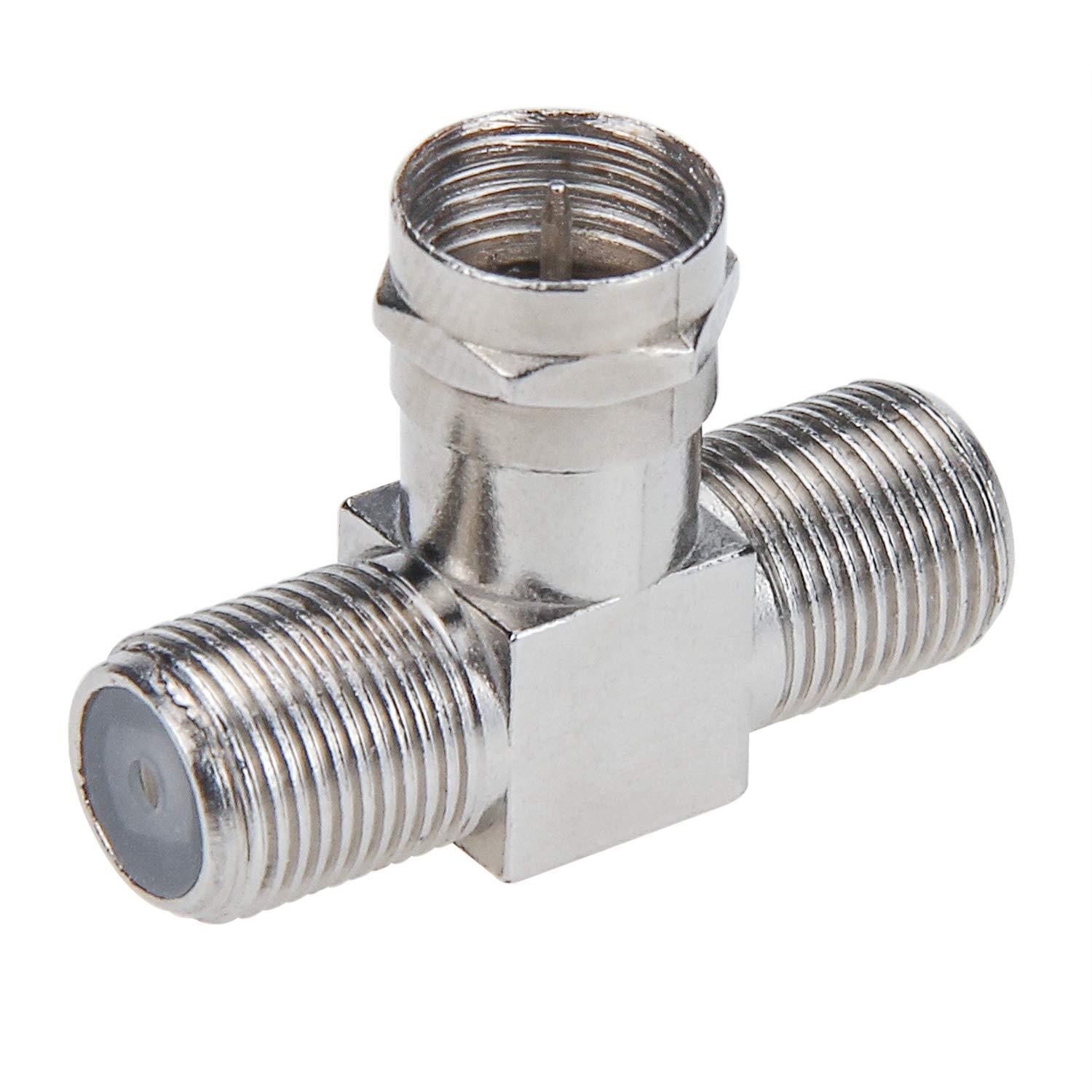 RFAdapter Coaxial Cable Splitter, TV Splitter 2 in 1 Out 2-Pack F Type RG6 Male to 2 F Female 3 Way Cable Splitter Coax T Connector Adapter for Video VCR Antenna Cable Satellite