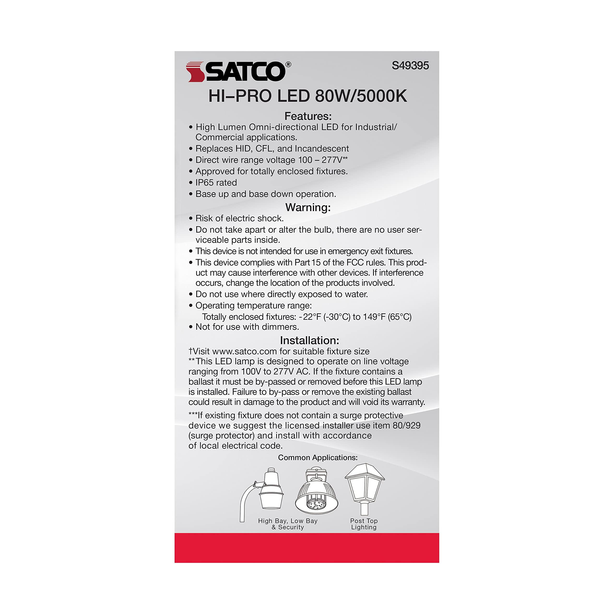 Satco Satco S49395 LED B11 Light Bulb, 80W, 11040L, 5000K, 35000 Hour Rating, Natural Light