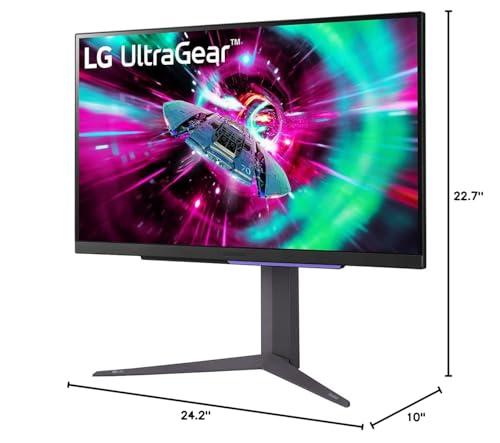LG LG 27\" UltraGear 4K UHD (3840x2160) Gaming Monitor, 144Hz, 1ms, VESA DisplayHDR 400, G-SYNC and AMD FreeSync Premium, HDMI 2.1, DisplayPort, 4-Pole HP Out DTS HP:X, Tilt/Height/Pivot Stand, Black
