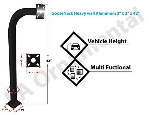 L.A Ornamental Aluminum GooseNeck Pedestal Access Control gate keypad mounting Post (Black) Gooseneck 2"x2"x42"