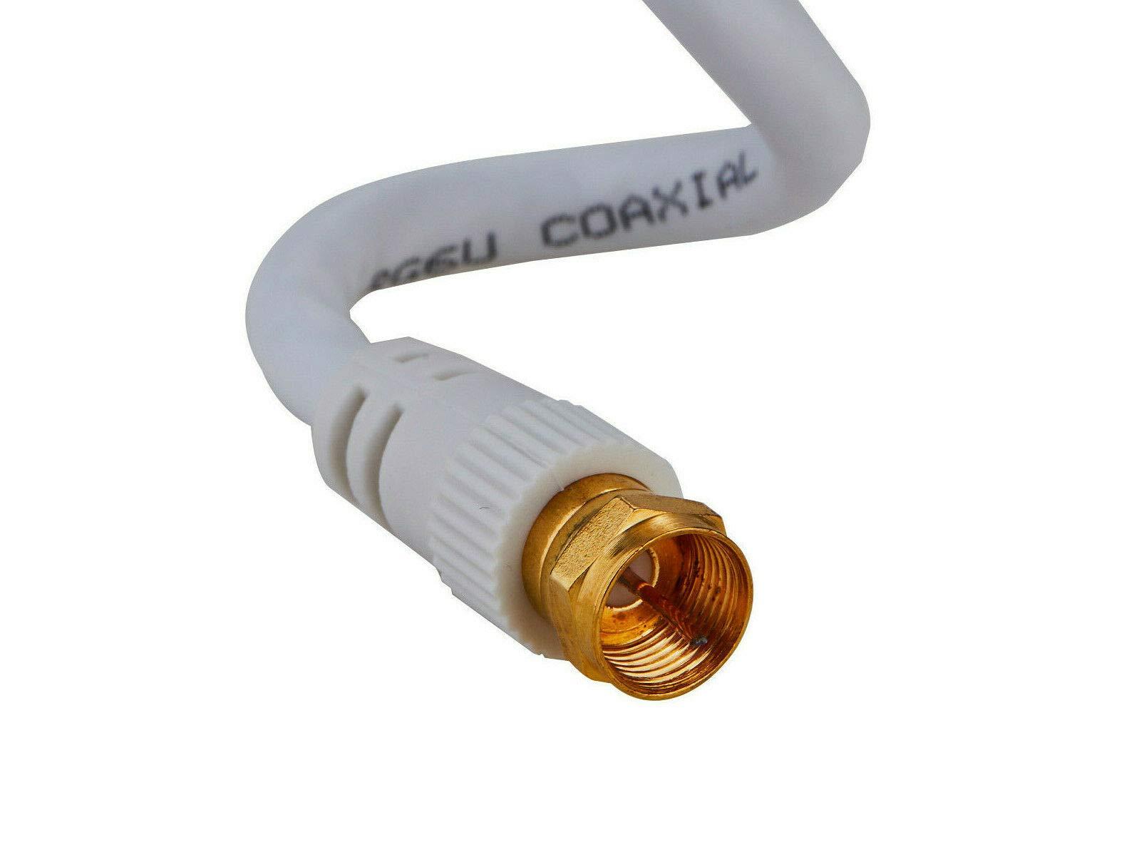 Cables Direct Online Cables Direct Online Coaxial Cable 20FT White Coax RG6 Male F Type Extension Wire Digital Audio Video for Indoor and Outdoor Satellite Dish Cable TV Antenna