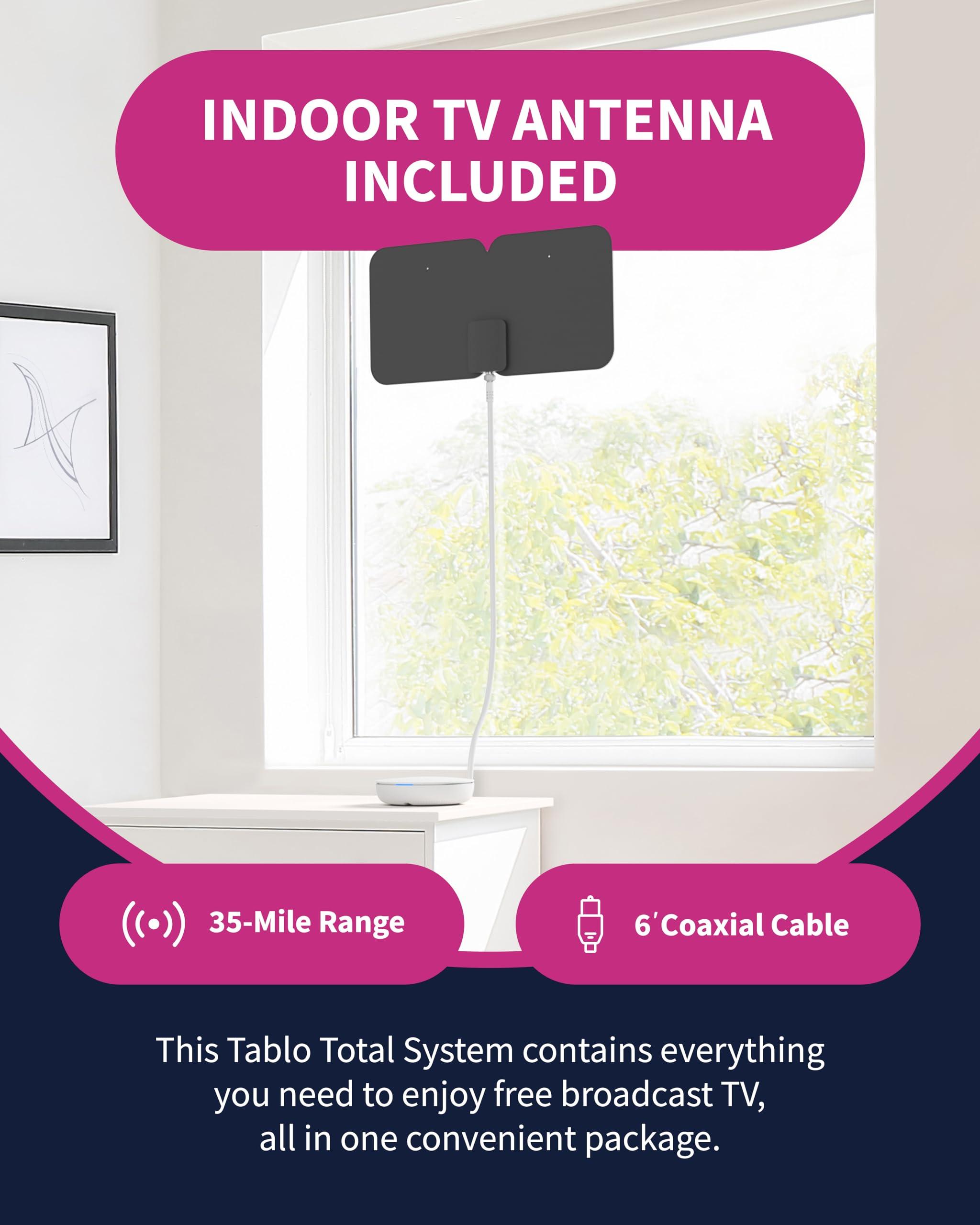 Tablo TV Tablo 4th Gen 4-Tuner Over-The-Air (OTA) DVR + 35-Mile Indoor TV Antenna - Watch, Pause & Record Live TV, News, Sports & Movies Throughout Your Home Over Wi-Fi - 50+ Hrs Recording - No Subscriptions