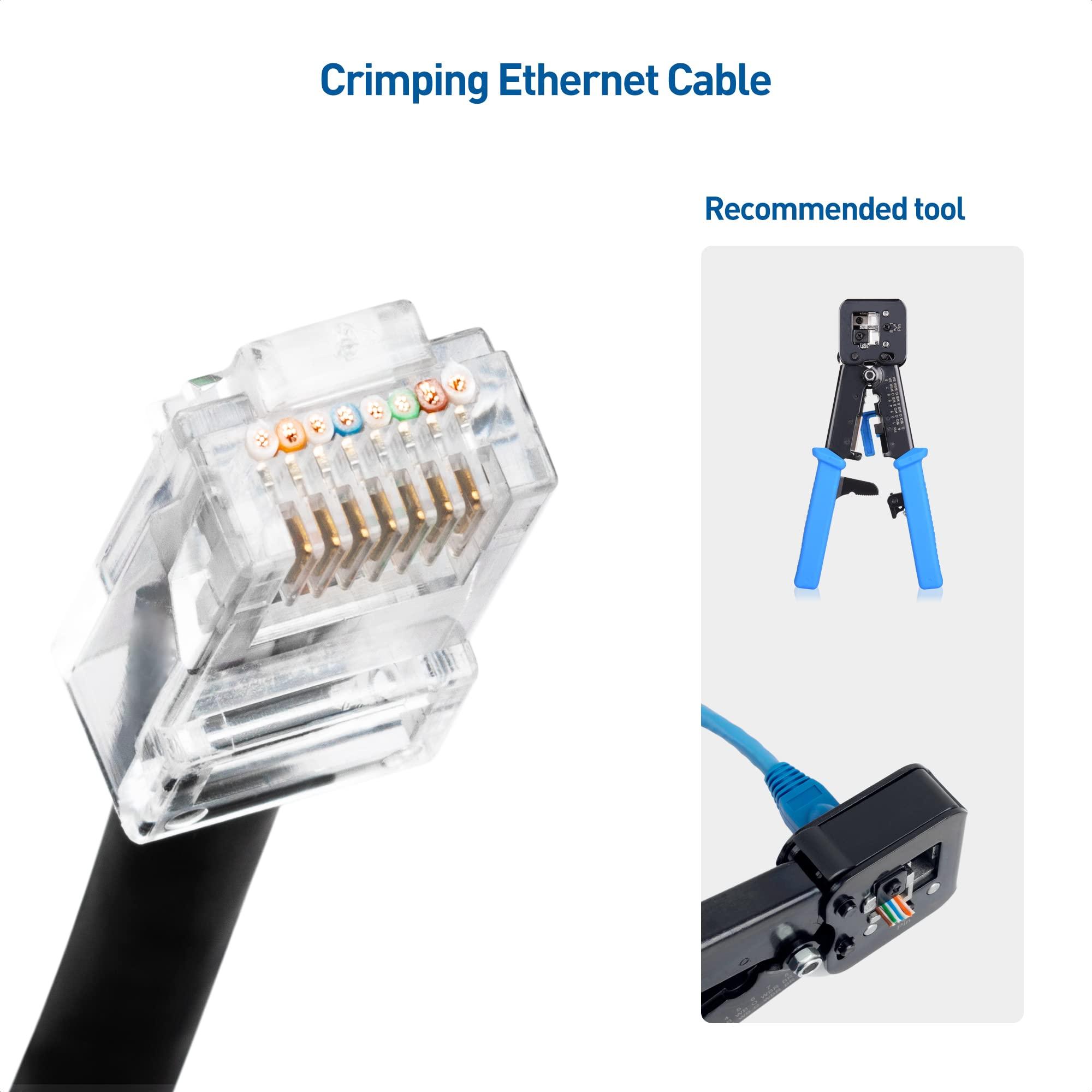 Cable Matters Cable Matters 100-Pack Cat 6 Pass Through RJ45 Connectors (Cat 6 Ends / Cat6 Connector / RJ45 Modular Plugs/Ethernet Plugs/Network Connector) for Solid or Stranded UTP Ethernet Cable