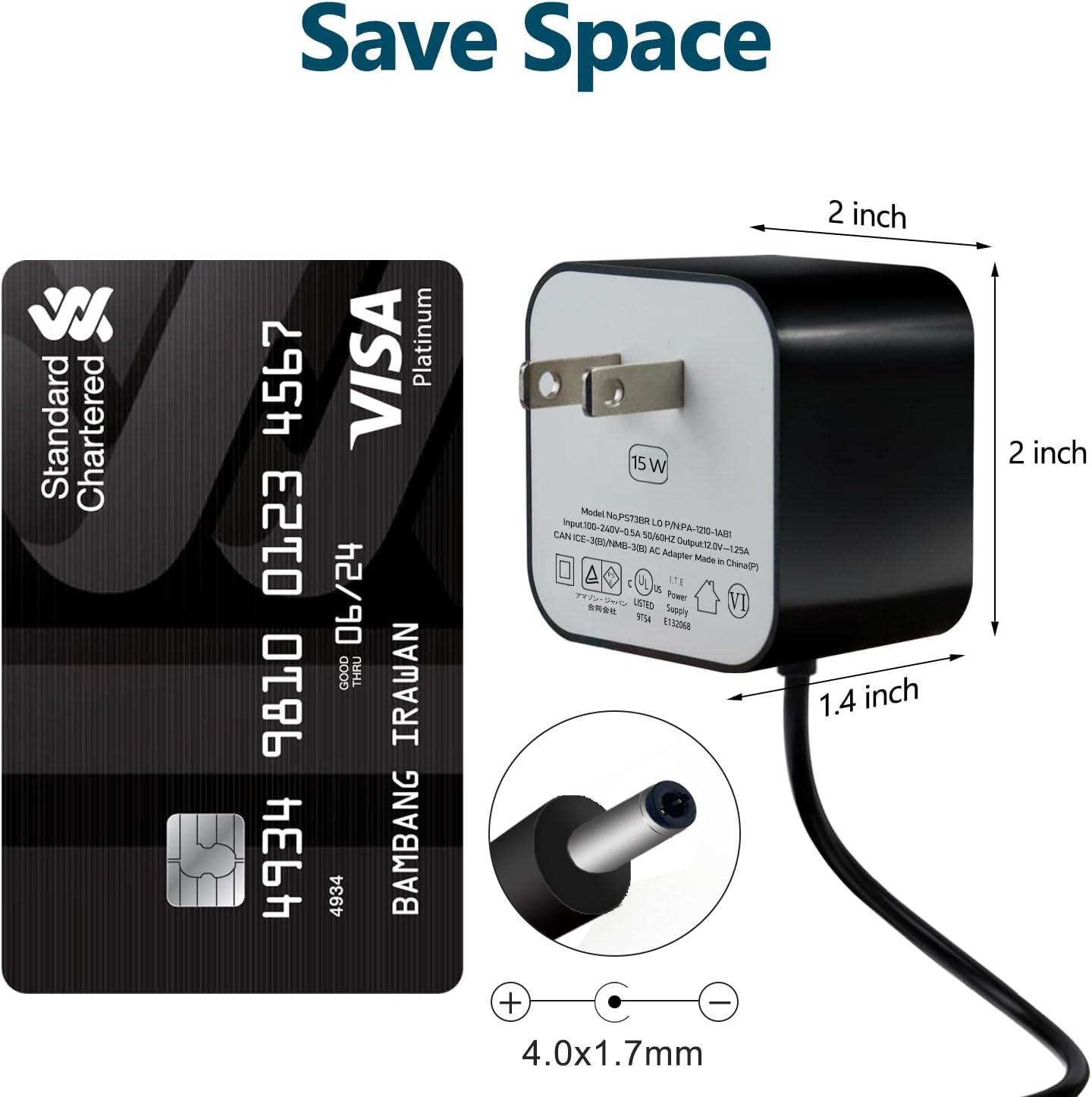 ZTTXL ZTTXL 15W Power Adapter for Echo, Dot 3rd Generation, (3rd/4th Gen) with Clock, Kids Edition, Echo Show 5, Echo Spot, and Fire TV Cube, 5Ft AC Adapter Power Cord