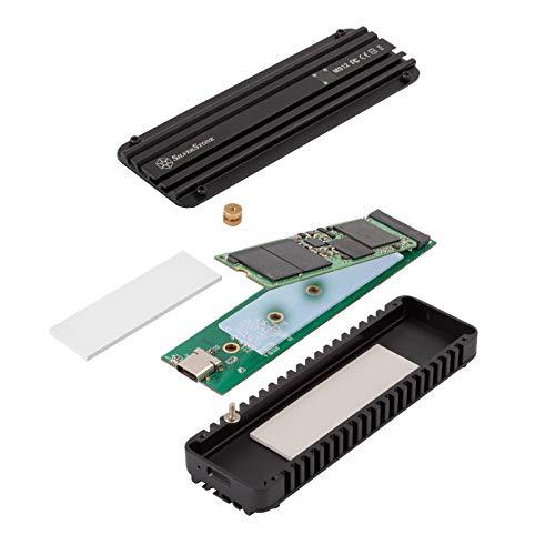 SilverStone Silverstone MS12, 20Gbps SuperSpeed+ USB 3.2 Gen 2x2 Type-C to NVMe M.2 SSD Enclosure, Aluminum, Black, SST-MS12