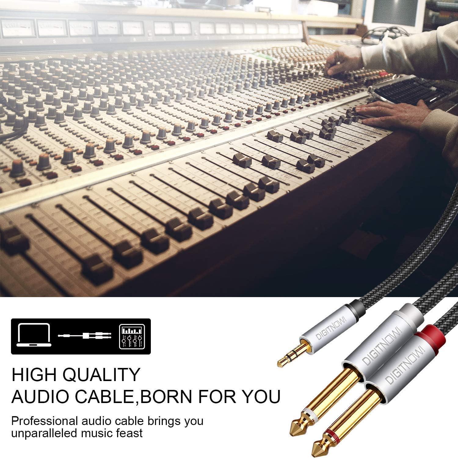 DIGITNOW DIGITNOW 3.5mm 1/8\" TRS to Dual 6.35mm 1/4\" TS Mono Stereo Y-Cable Splitter Cord for Smartphone, Computer, CD Player, Speakers and Home Systems Amplifier, 6.6Ft