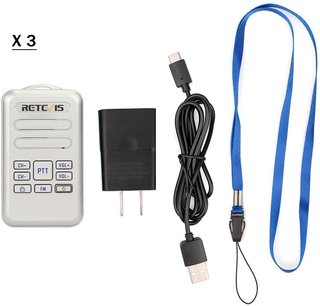 Retevis Retevis RT20 Walkie Talkies for Adults, Wearable Small Walkie Talkie for Seniors Elderly, Loud Sound, FM, Compact Mini 2 Way Radios for Healthcare Hospital Biking Camping Skiing Gift(3 Pack)