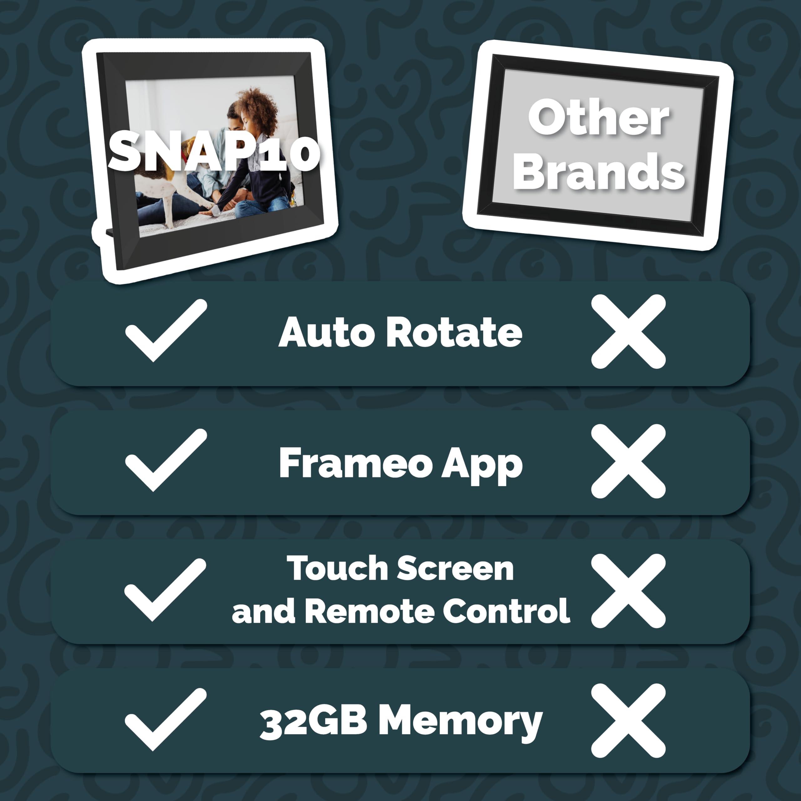 Majority Frameo WiFi Digital Picture Frame 10.1 inch | 32GB Storage, Touchscreen, Auto Rotate, Motion Sensor, Weather and Calendar Digital Frame, Memory Card Slot, Remote | CLICKid SNAP10 Digital Photo Frame