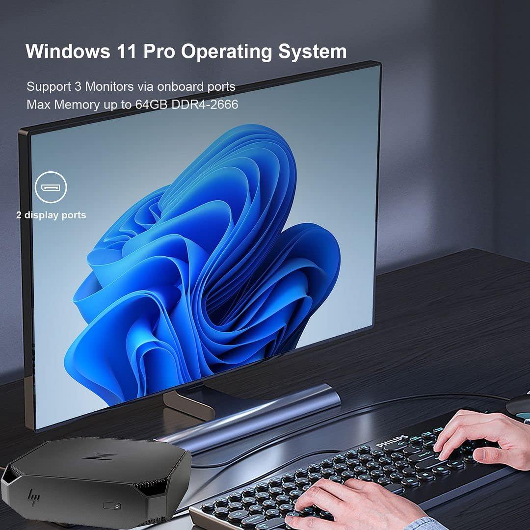 HP HP Z2 Mini G4 Workstation Desktop Micro PC,Core i7 Intel 8th Win 11 Tiny Computer ,32GB DDR4 Ram,1TB NVMe M.2 SSD + 1TB HDD,Built in Wifi,BT,DP,Wireless K&M,TJJ Mouse Pad (Renewed)
