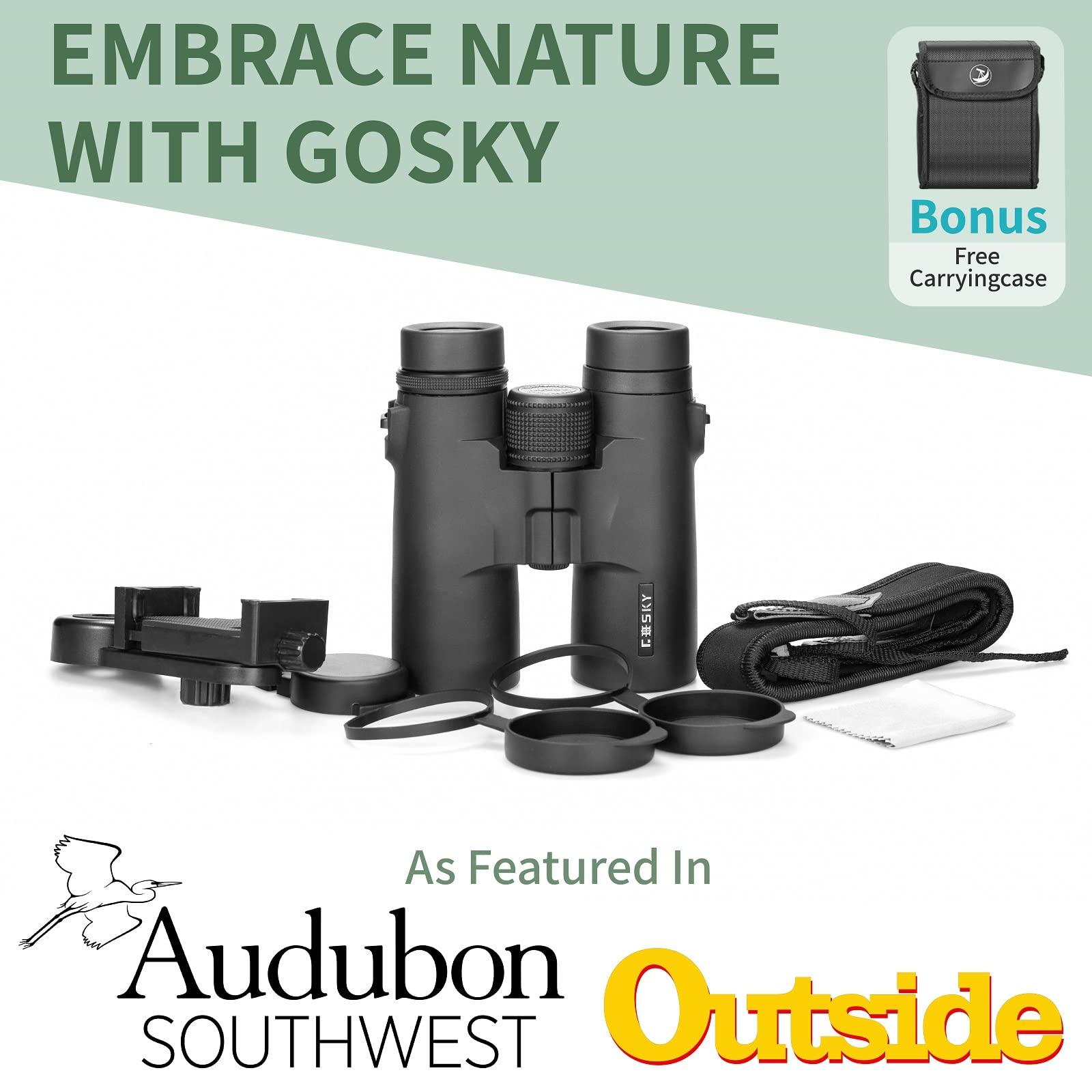 Gosky Gosky 10x42 Roof Prism Binoculars for Adults with Gosky HD Spotting Scope 20-60x 80mm with Tripod and Smartphone Adapter, for Bird Watching Hunting Hiking Wildlife Safari Travel