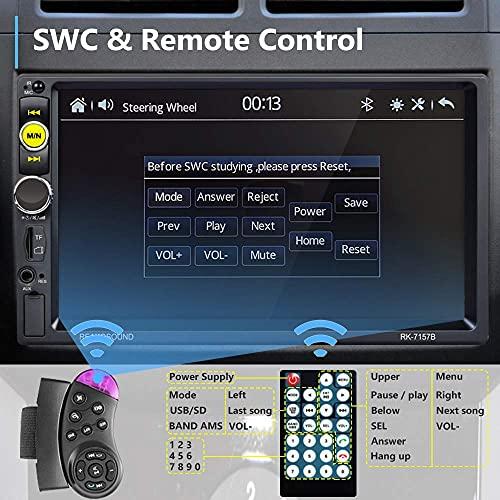 AMprime Double Din Car Stereo with Apple Carplay&Android Auto,7 Inch 1080P Touchscreen Car Radio Multimedia Player with FM Radio Bluetooth Mirror Link SWC USB/SD/AUX-in Port+12LED Backup Camera&Remote Control