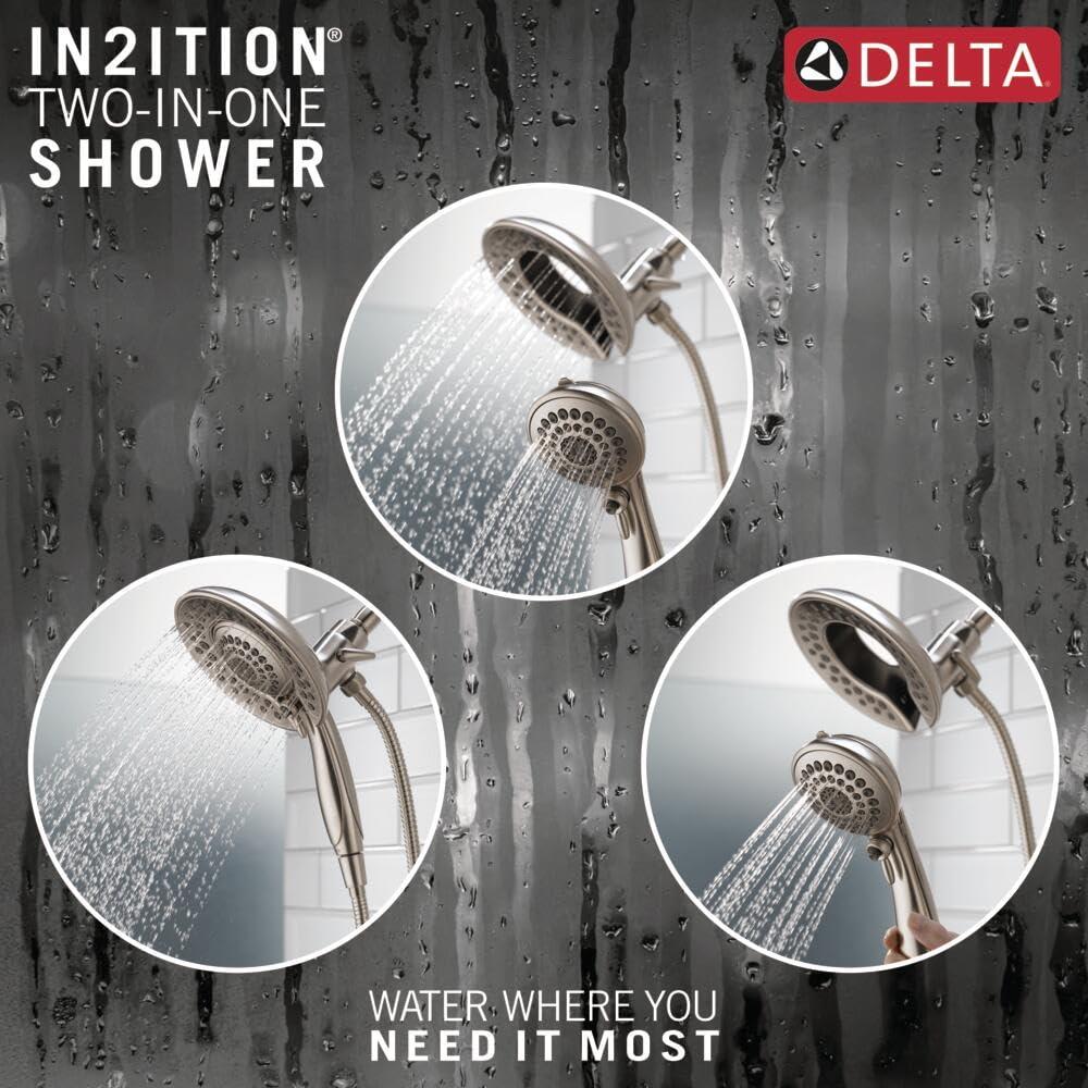 DELTA FAUCET DELTA 58569-SS-PK Spray Hand Head Combo Kit in Stainless In2ition 5-Setting Two-in-One Shower, 1.75 GPM Water Flow